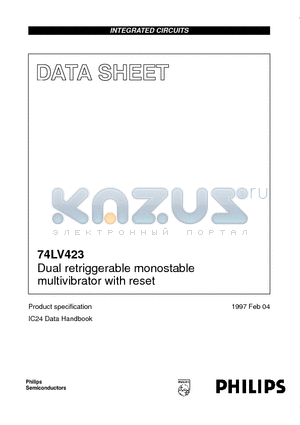 74LV423PWDH datasheet - Dual retriggerable monostable multivibrator with reset