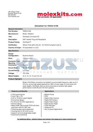 53627-0474 datasheet - SMT Header Plug and Receptacle