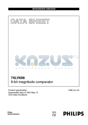 74LV688DB datasheet - 8-bit magnitude comparator
