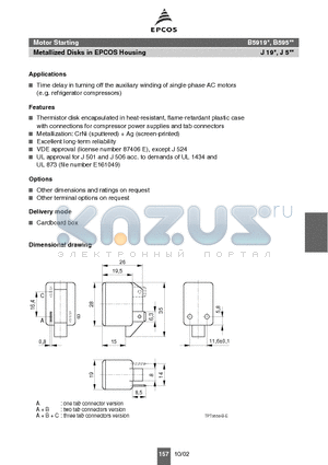 B59501J0135A120 datasheet - Metallized Disks in EPCOS Housing