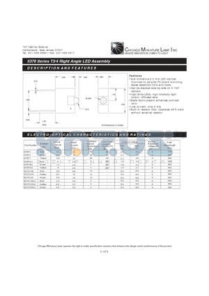 5372T3-5V datasheet - T3/4 Right Angle LED Assembly