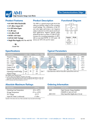 AM1-PCB datasheet - High Dynamic Range Gain Block