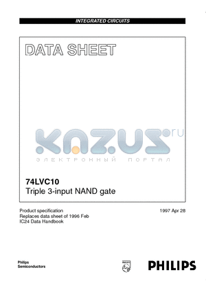 74LVC10PWDH datasheet - Triple 3-input NAND gate