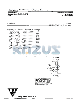 1N5767 datasheet - GENERAL PURPOSE PIN DIODE