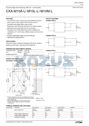 CXA-M10L-L datasheet - On-board type, Non-dimming, 6W, For 1 and 2 bulbs