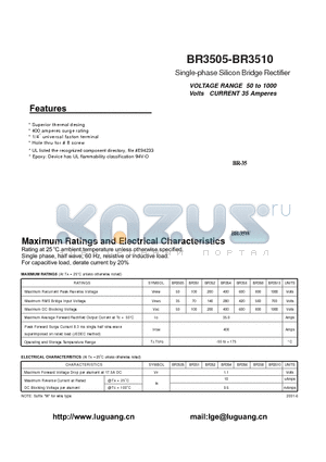 BR352 datasheet - Single-phase Silicon Bridge Rectifier