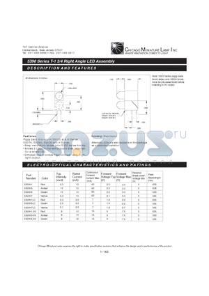 5390H3-5V datasheet - T-1 3/4 Right Angle LED Assembly