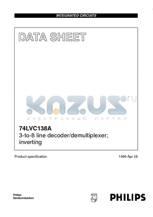 74LVC138ADB datasheet - 3-to-8 line decoder/demultiplexer; inverting