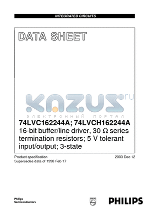 74LVC162244A datasheet - 16-bit buffer/line driver; with 30ohm series termination resistors, 5V input/output tolerant 3-State