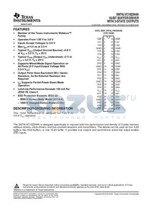 74LVC162244ADGVRE4 datasheet - 16-BIT BUFFER/DRIVER WITH 3-STATE OUTPUTS