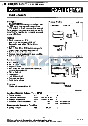 CXA1145M datasheet - RGB Encoder