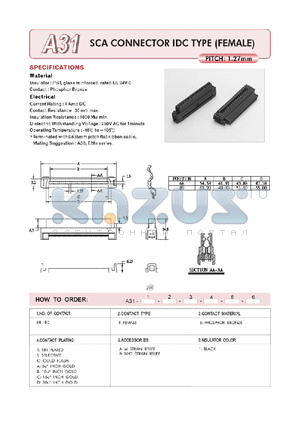 A3168FBSB1 datasheet - SCA CONNECTOR IDC TYPE(FEMALE)