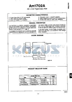 AM10702A-1HDL datasheet - 256 X 8 BIT PROGRAMMABLE ROM