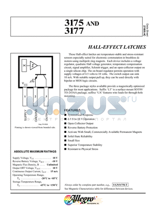 A3175 datasheet - HALL-EFFECT LATCHES