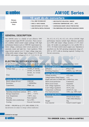 AM10E-1205D datasheet - 10 watt dc-dc converters