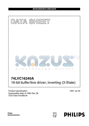 74LVC16240ADL datasheet - 16-bit buffer/line driver; inverting 3-State