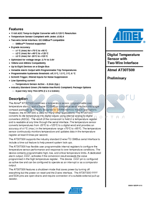 AT30TS00-MAH-T datasheet - Digital Temperature Sensor with Two-Wire Interface