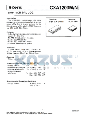 CXA1203M datasheet - 8 mm VCR PAL JOG