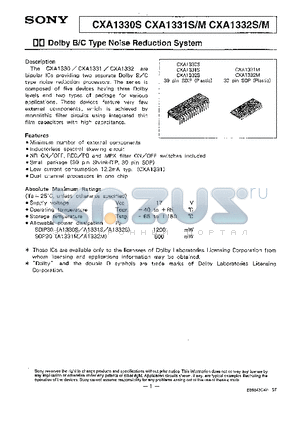 CXA1330 datasheet - DOLBY B/C TYPE NOISE REDUCTION SYSTEM