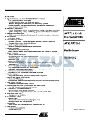 AT32AP7000-CTUT datasheet - 32-bit Microcontroller