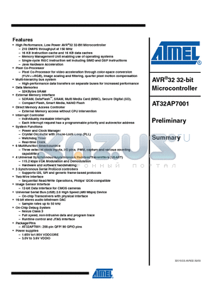AT32AP7001-ALUT datasheet - AVR32 32-bit Microcontroller