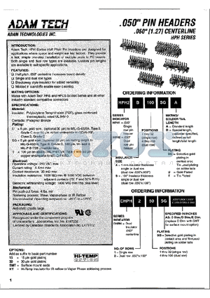 DHPH132SGB datasheet - 050 PIN HEADERS