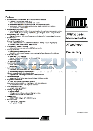 AT32AP7001 datasheet - AVR^32 32-bit Microcontroller