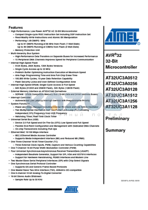 AT32UC3A0512-ALTES datasheet - AVR32 32-Bit Microcontroller