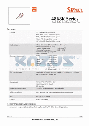 BR4868K datasheet - Single Color Semi-Round Shape Type