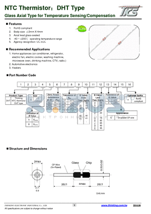 DHT0A103139H3 datasheet - Glass Axial Type for Temperature Sensing/Compensation