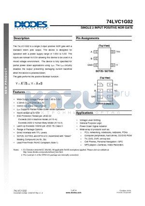 74LVC1G02FZ4 datasheet - SINGLE 2 INPUT POSITIVE NOR GATE