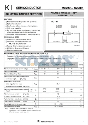 1N5817 datasheet - SCHOTTKY BARRIER RECTIFIER