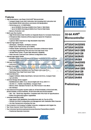 AT32UC3A3256-ALUR datasheet - 32-bit AVR^Microcontroller