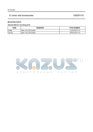 CLA-E15 datasheet - E cores and accessories