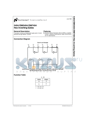 5404 datasheet - Hex Inverting Gates