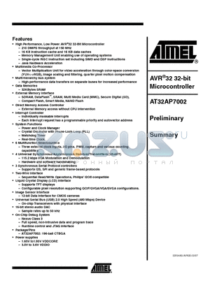 AT32AP7002-CTUR datasheet - 32-bit Microcontroller