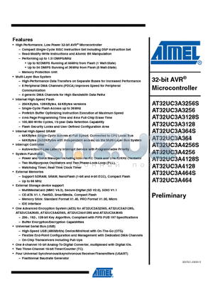 AT32UC3A3128S-ALUR datasheet - 32-bit AVR^Microcontroller