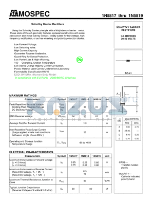 1N5818 datasheet - Schottky Barrier Rectifiers