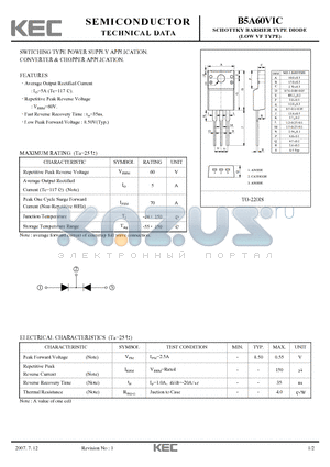 B5A60VIC datasheet - SCHOTTKY BARRIER TYPE DIODE