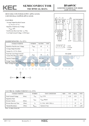 B5A60VIC_07 datasheet - SCHOTTKY BARRIER TYPE DIODE