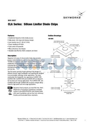 CLA4606-000 datasheet - Silicon Limiter Diode Chips