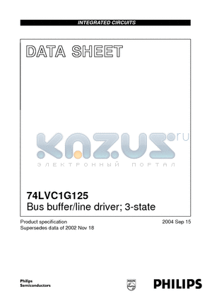 74LVC1G125 datasheet - Bus buffer/line driver; 3-state