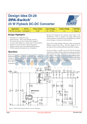 DI-29 datasheet - 25 W Flyback DC-DC Converter