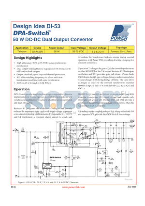 DI-53 datasheet - 50 W DC-DC Dual Output Converter