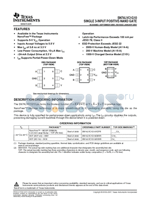 74LVC1G125DBVTE4 datasheet - SINGLE 3-INPUT POSITIVE-NAND GATE