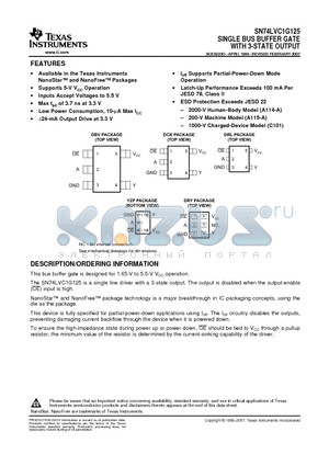 74LVC1G125DBVTG4 datasheet - SINGLE BUS BUFFER GATE WITH 3-STATE OUTPUT