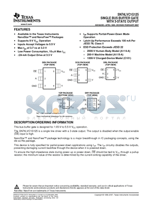 74LVC1G125DCKTE4 datasheet - SINGLE BUS BUFFER GATE WITH 3-STATE OUTPUT