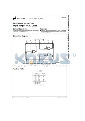 5410FMQB datasheet - Triple 3-Input NAND Gates