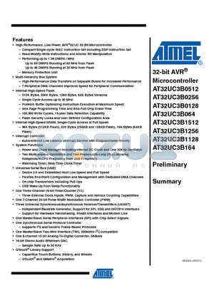 AT32UC3B0512 datasheet - 32-bit AVR Microcontroller