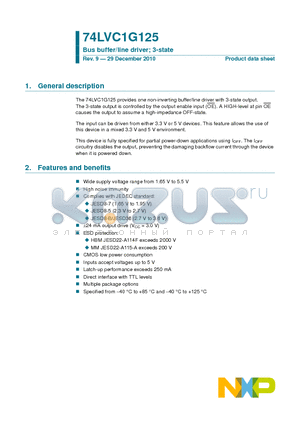 74LVC1G125GM datasheet - Bus buffer/line driver; 3-state